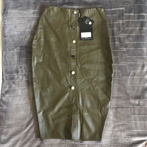 Missguided Army Green Pleather Skirt